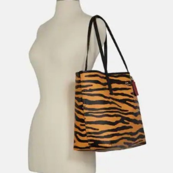 COACH City Tote With Tiger Print - Picture 3 of 4